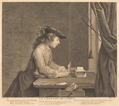 Il castello di carte da Pierre Filloeul after Jean Siméon Chardin