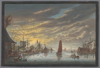 Vista del vecchio porto turistico di Amsterdam, verso il bastione Leeuwenburg o Blauwhoofd da Pierre Fouquet