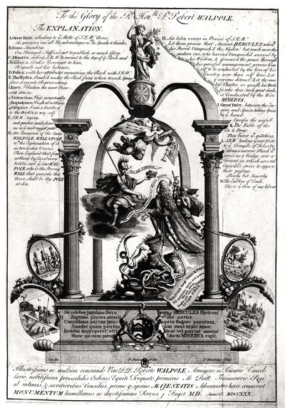 Alla gloria del molto onorevole Robert Walpole (1676-1745) 1° Conte di Orford da Pierre Fourdrinier