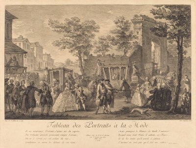 Quadro dei ritratti alla moda da Pierre Francois Courtois after Augustin de Saint Aubin
