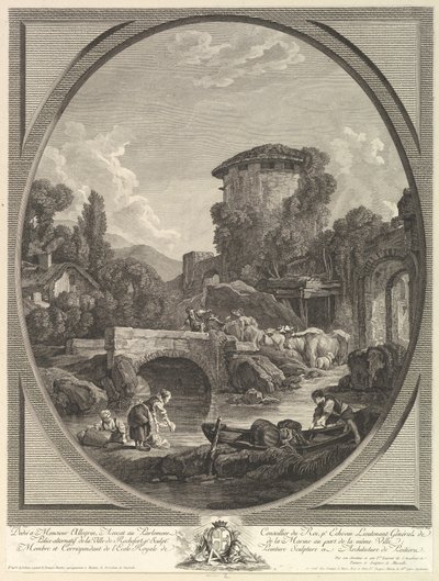 Paesaggio con ponte e colombaia, XVIII secolo da Pierre Francois Laurent