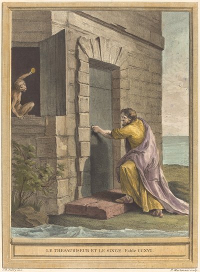 Il tesoriere e la scimmia da Pierre Francois Martenasie after Jean Baptiste Oudry