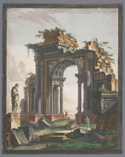 Vista sulle rovine di un arco di trionfo da Pierre François Basan