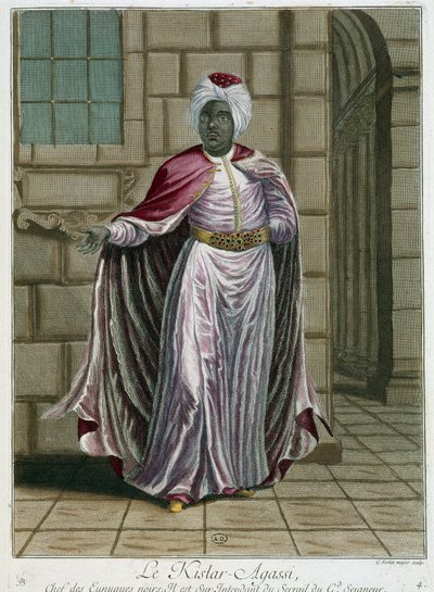 Ritratto del Kistar-Agassi (capo degli eunuchi) - in Collezione di 100 stampe rappresentanti diverse nazioni del Levante nel 1707 e 1708 per ordine di M. de Ferriol, ambasciatore del re alla Porta e aggiornato nel 1712-13 a cura di M. Le Hay da Pierre François Basan