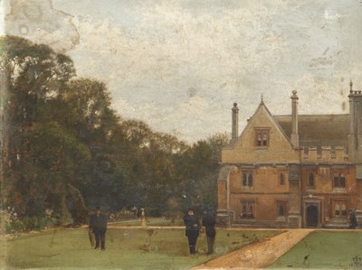 Nei giardini del Magdalen College, Dr Fisher (Fellow), J. Henderson (Bursar) e il Maggiore Generale Rigaud in primo piano da Pierre François Joseph Tonneau
