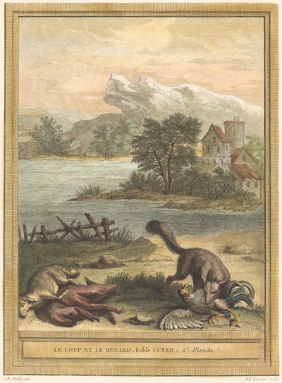 Il lupo e la volpe da Pierre François Tardieu after Jean Baptiste Oudry