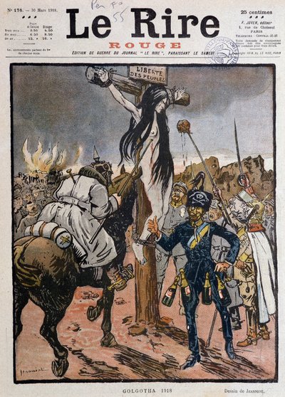 La libertà dei popoli crocifissa ("Golgota 1918") - di Jeanniot, in "Le Lire Rouge" del 30/03/1918 (incisione) da Pierre Georges Jeanniot
