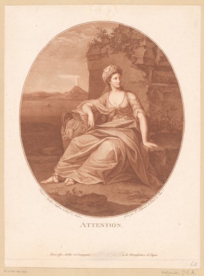 Figura femminile antica in paesaggio vulcanico da Pierre Guillaume Alexandre Beljambe