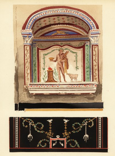Dipinto della nicchia del larario dedicato a Ercole in un annesso (Casa del Cenacolo, V) da Pierre Gusman