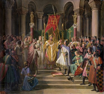 Filippo Augusto (1165-1223) Re di Francia prende lo stendardo a St. Denis, 24 giugno 1190, 1841 da Pierre Henri Revoil