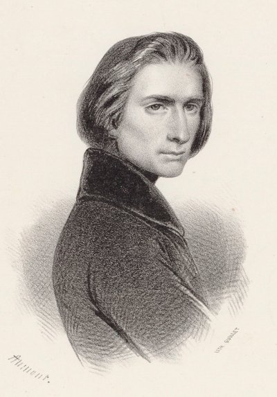 Ritratto del compositore Franz Liszt, 1811-1886 da Pierre Hippolyte Aumont