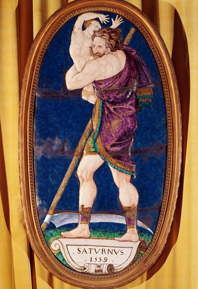 Placca raffigurante Saturno, dal Chateau de Madrid, Neuilly, 1559 da Pierre I Courteys