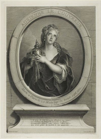 Ritratto di Adrienne Le Couvreur da Pierre Imbert Drevet