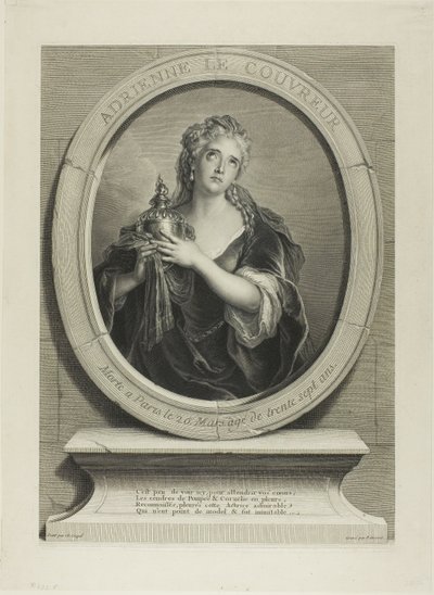 Ritratto di Adrienne Le Couvreur da Pierre Imbert Drevet