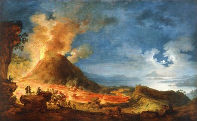 Eruzione del Vesuvio, con spettatori in primo piano da Pierre Jacques Volaire