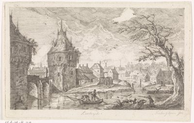 Paesaggio di villaggio con pescatori da Pierre Joseph Jacques Tiberghien