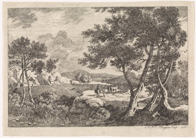 Paesaggio con alberi in primo piano da Pierre Joseph Jacques Tiberghien