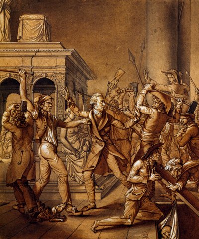 Alexandre Lenoir si oppone alla distruzione della tomba di Luigi XII a Saint Denis, schizzo storico di Pierre Joseph Lafontaine da Pierre Joseph Lafontaine