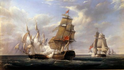 Battaglia della fregata francese La Canonnière contro la nave inglese Le Tremendous il 21/04/1806 da Pierre Julien Gilbert