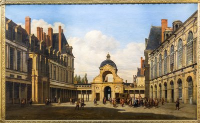Cortile ovale del Castello di Fontainebleau. Arrivo di Cristina di Svezia, regina di Svezia da Pierre Justin Ouvrie