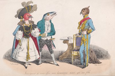 Signore, vi offro i miei rispetti e mia figlia dalle Metamorfosi del Giorno, 1829 da Pierre Langlumé