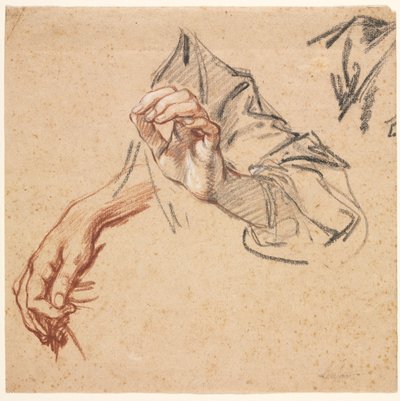 Studio di Mani (recto), Schizzo di una Mano (verso), 1700s da Pierre Lenfant