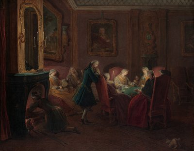 Giocatori di carte in un salotto da Pierre Louis Dumesnil
