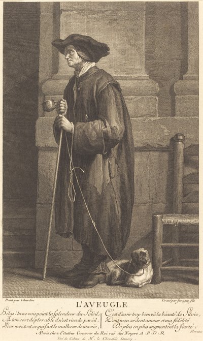 Il mendicante cieco da Pierre Louis de Surugue after Jean Siméon Chardin
