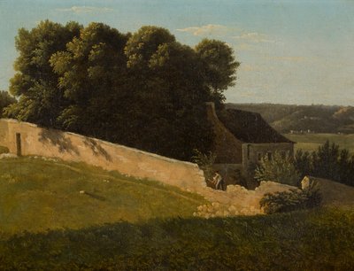 Paesaggio estivo con cottage da Pierre Luc Charles Ciceri