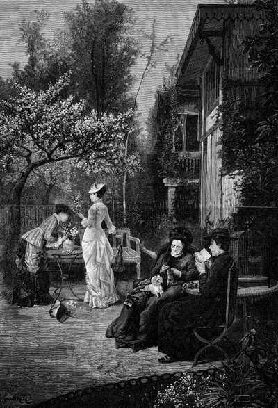 Fiori di pesco (XIX secolo). Incisione dal dipinto di Pierre Beyle (1838-1902). In 