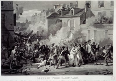 Difesa di una barricata durante la Rivoluzione di Luglio da Pierre Martinet