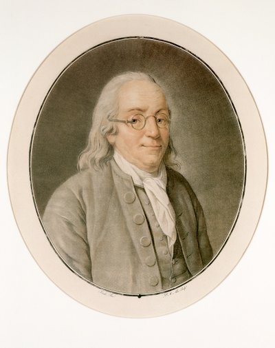 Ritratto di Benjamin Franklin con occhiali da Pierre Michel Alix