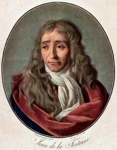 Ritratto di Jean de La Fontaine (Lafontaine) (1621-1695), poeta francese incisione di Pierre Michel Alix (1762-1817) di Ambroise Louis Garnerey (1783-1857) da Pierre Michel Alix