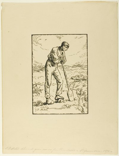 Scavatore appoggiato alla sua vanga da Pierre Millet