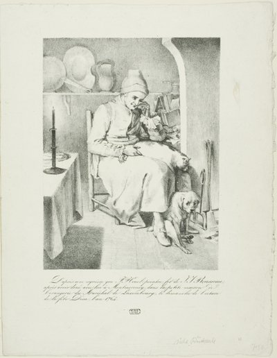 Schizzo di Jean-Jacques Rousseau (recto); scena di foresta (verso) da Pierre Nolasque Bergeret