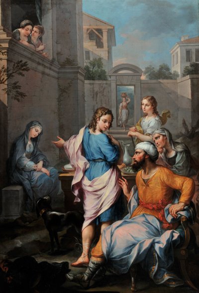 Arrivando a casa di Raguel, Tobia chiede di sposare sua figlia da Pierre Parrocel