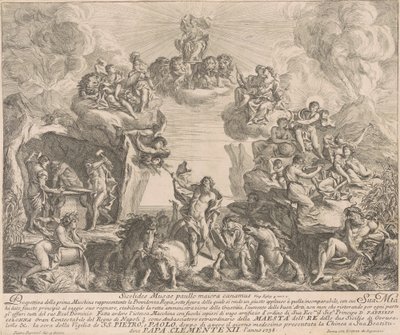 La Prima Macchina per la Chinea del 1738: Allegoria della Provvidenza Regale da Pierre Parrocel