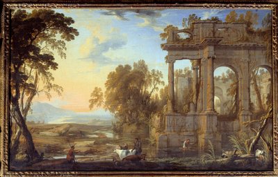 Paesaggio con rovine e pastori da Pierre Patel