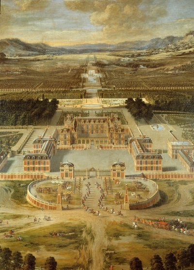 Veduta dei giardini del castello di Versailles, presa dall