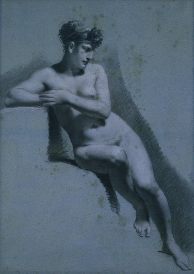 Studio di una donna nuda, seduta e rivolta a destra (recto) da Pierre Paul Prud