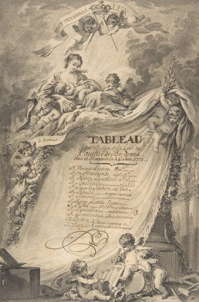 Diploma per i massoni di Bordeaux, dopo François Boucher da Pierre Philippe Choffard