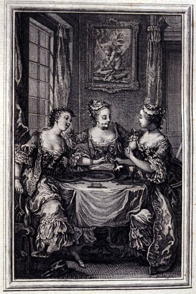 La scommessa delle tre comari - in “Tales et nouvelles en vers” di Jean La Fontaine. 1776. Illustrazione di P.P. Choffard. da Pierre Philippe Choffard