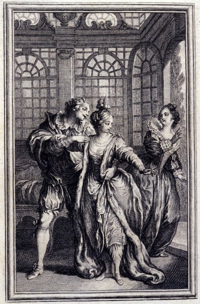 La fidanzata del re di Garbe - in "Contes et nouvelles en vers" di Jean La Fontaine. 1776. Illustrazione di P.P. Choffard. da Pierre Philippe Choffard