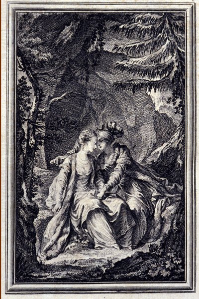 La fidanzata del re di Garbe - in “Tales et nouvelles en vers” di Jean La Fontaine. 1776. Illustrazione di P.P. Choffard. da Pierre Philippe Choffard
