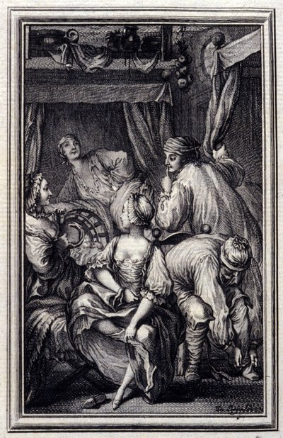 Le Cradle - in "Contes et nouvelles en vers" di Jean La Fontaine. 1776. Illustrazione di P.P. Choffard. da Pierre Philippe Choffard