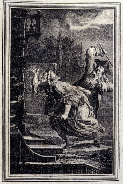 Il cuculo, battuto, e contento - in “Tales et nouvelles en vers” di Jean La Fontaine. 1776. Illustrazione di P.P. Choffard. da Pierre Philippe Choffard