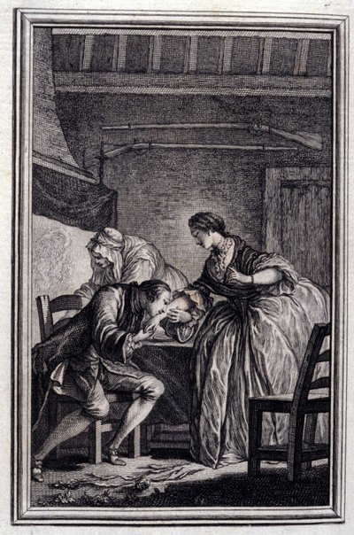 Il falcone - in "Racconti e novelle in versi" di Jean La Fontaine. 1776. Illustrazione di P.P. Choffard. da Pierre Philippe Choffard