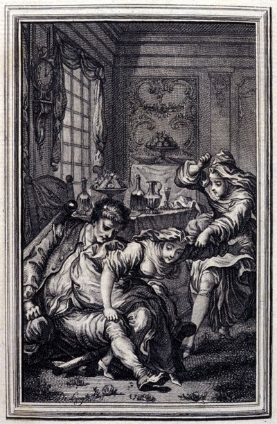 Le bat - in "Tales et nouvelles en vers" di Jean La Fontaine. 1776. Illustrazione di P.P. Choffard. da Pierre Philippe Choffard