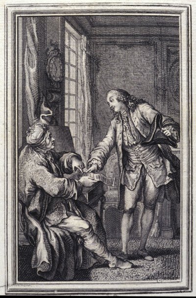 Les confeux indiscrets - in "Tales et nouvelles en vers" di Jean La Fontaine. 1776. Illustrazione di P.P. Choffard. da Pierre Philippe Choffard