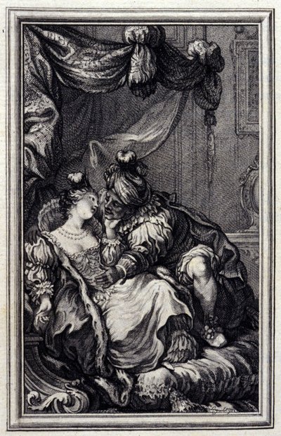 Monna Lisa - in "Contes et nouvelles en vers" di Jean La Fontaine. 1776. Illustrazione di P.P. Choffard. da Pierre Philippe Choffard